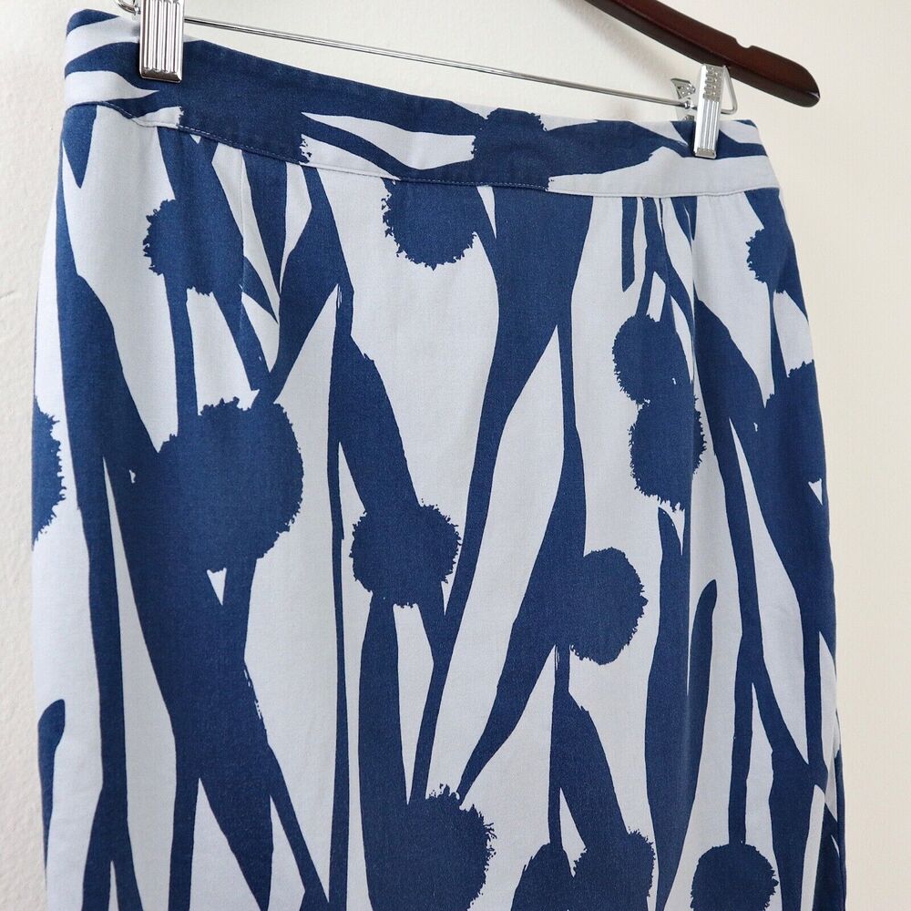 Boden Cotton Sateen Pencil Skirt Dandelion Print Blue Gray Altered* - Picture 2 of 9